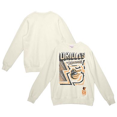 Men's Mitchell & Ness Cream Baltimore Orioles Sidewalk Sketch Pullover Hoodie