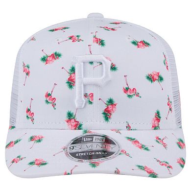 Men's New Era White Pittsburgh Pirates Flamingo Mesh Back 9SEVENTY Stretch-Snap Hat