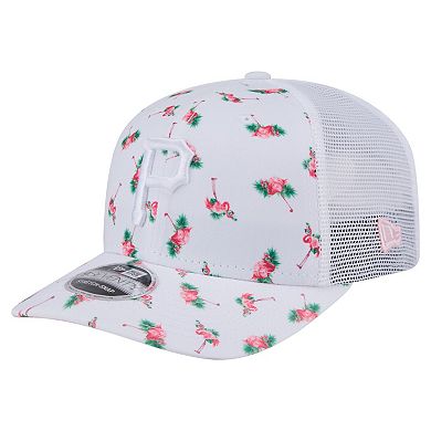 Men's New Era White Pittsburgh Pirates Flamingo Mesh Back 9SEVENTY Stretch-Snap Hat