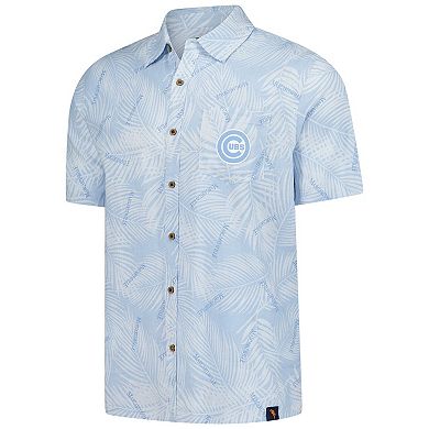 Men's Margaritaville Blue Chicago Cubs Linen Party Button-Up Shirt