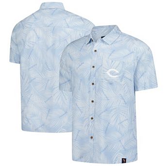 Men's Margaritaville Blue Cincinnati Reds Linen Party Button-Up Shirt