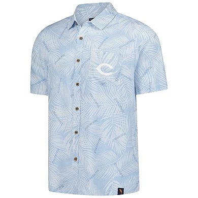 Men's Margaritaville Blue Cincinnati Reds Linen Party Button-Up Shirt