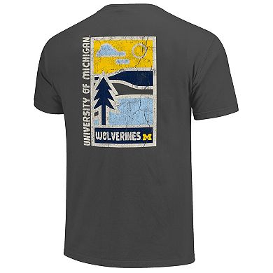 Men's Graphite Michigan Wolverines Comfort Colors Minimal Vista Distressed Graphics T-Shirt