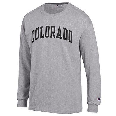 Men's Champion Heather Gray Colorado Buffaloes Basic Arch Long Sleeve T-Shirt