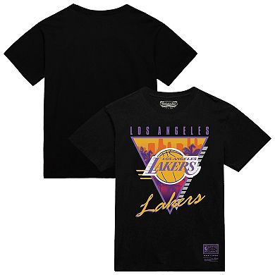 Men's Mitchell & Ness Black Los Angeles Lakers Worldwide Collection Tri-Logo T-Shirt