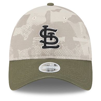 Women's New Era Light Beige/Olive St. Louis Cardinals 2025 Armed Forces Day 9TWENTY Adjustable Hat