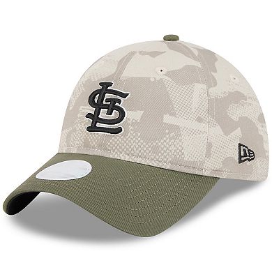 Women's New Era Light Beige/Olive St. Louis Cardinals 2025 Armed Forces Day 9TWENTY Adjustable Hat