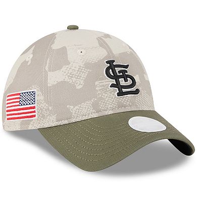 Women's New Era Light Beige/Olive St. Louis Cardinals 2025 Armed Forces Day 9TWENTY Adjustable Hat