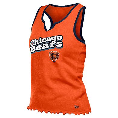 Women's�New Era Orange Chicago Bears Lettuce Hem Notch Neck Tri-Blend Tank Top