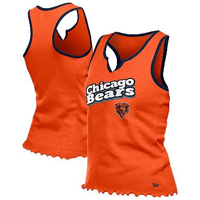 Women's�New Era Orange Chicago Bears Lettuce Hem Notch Neck Tri-Blend Tank Top