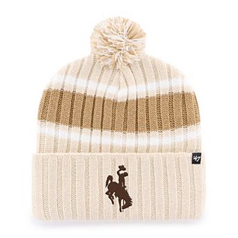 Men's '47 Tan Wyoming Cowboys Plateau Cuffed Knit Hat with Pom
