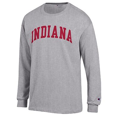 Men's Champion Heather Gray Indiana Hoosiers Basic Arch Long Sleeve T-Shirt