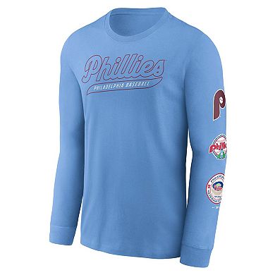 Men's Nike Light Blue Philadelphia Phillies Cooperstown Collection Knockout Long Sleeve T-Shirt