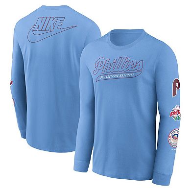 Men's Nike Light Blue Philadelphia Phillies Cooperstown Collection Knockout Long Sleeve T-Shirt
