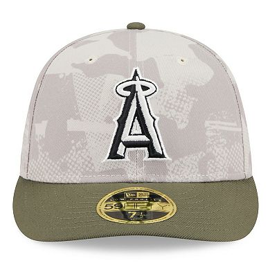 Men's New Era Light Beige/Olive Los Angeles Angels 2025 Armed Forces Day Low Profile 59FIFTY Fitted Hat
