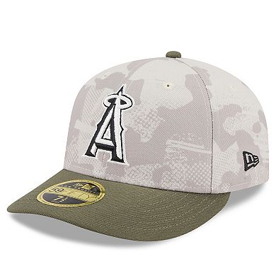 Men's New Era Light Beige/Olive Los Angeles Angels 2025 Armed Forces Day Low Profile 59FIFTY Fitted Hat