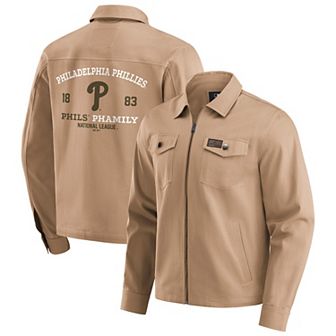 Men's�Darius Rucker Collection by Fanatics Tan Philadelphia Phillies Distressed Washed Full-Zip Jacket