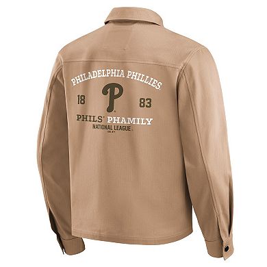 Men's Darius Rucker Collection by Fanatics Tan Philadelphia Phillies Distressed Washed Full-Zip Jacket