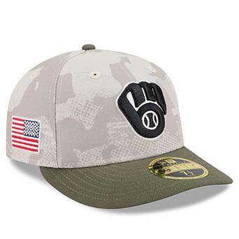 Men's New Era Light Beige/Olive Milwaukee Brewers 2025 Armed Forces Day Low Profile 59FIFTY Fitted Hat