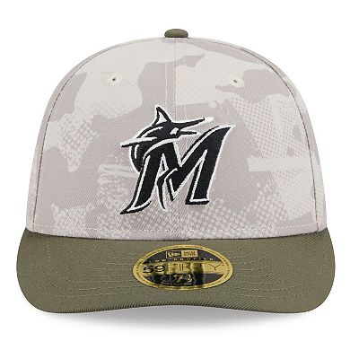 Men's New Era Light Beige/Olive Miami Marlins 2025 Armed Forces Day Low Profile 59FIFTY Fitted Hat