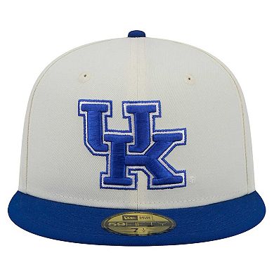 Men's New Era Cream Kentucky Wildcats Chrome 59FIFTY Fitted Hat