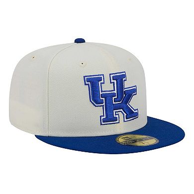 Men's New Era Cream Kentucky Wildcats Chrome 59FIFTY Fitted Hat