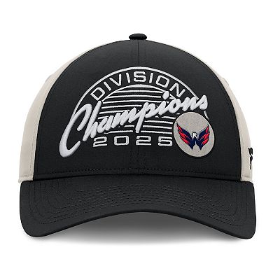 Men's Fanatics Black/Gray Washington Capitals 2025 Metropolitan Division Champions Locker Room Adjustable Hat