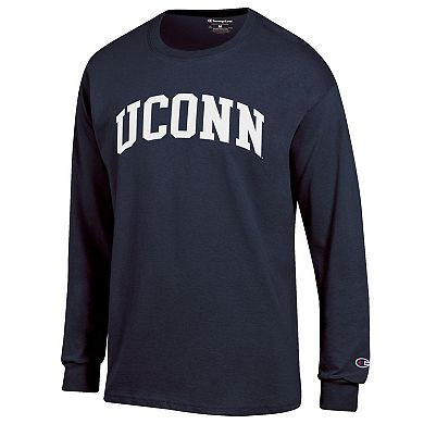 Men's Champion Navy UConn Huskies Basic Arch Long Sleeve T-Shirt