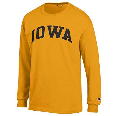 Men's Champion Gold Iowa Hawkeyes Basic Arch Long Sleeve T-Shirt