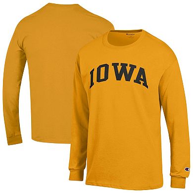 Men's Champion Gold Iowa Hawkeyes Basic Arch Long Sleeve T-Shirt