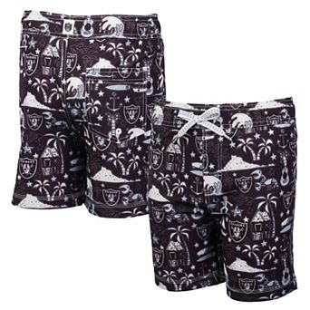 Youth��Wes & Willy Black Las Vegas Raiders Luau Swim Trunks