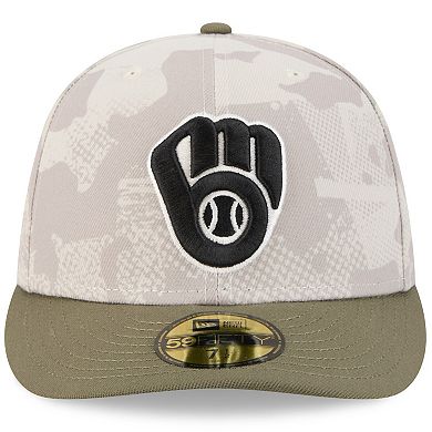 Men's New Era Light Beige/Olive Milwaukee Brewers 2025 Armed Forces Day 59FIFTY Fitted Hat