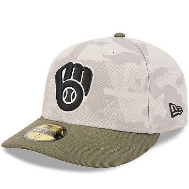 Men's New Era Light Beige/Olive Milwaukee Brewers 2025 Armed Forces Day 59FIFTY Fitted Hat