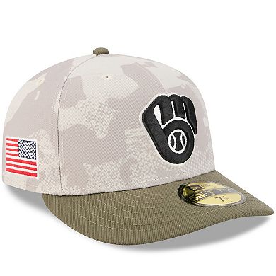 Men's New Era Light Beige/Olive Milwaukee Brewers 2025 Armed Forces Day 59FIFTY Fitted Hat