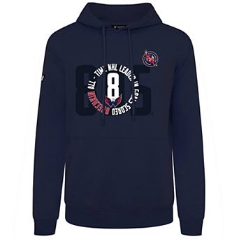 Men's Levelwear Alexander Ovechkin Navy Washington Capitals NHL All-Time Leading Goal Scorer Milestone Name & Number Podium Pullover Hoodie