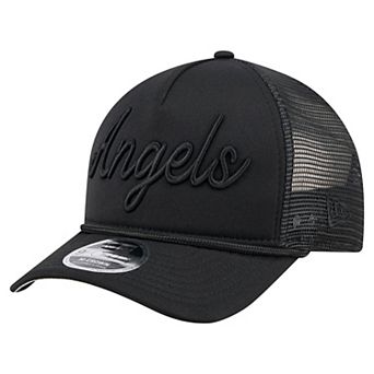 Men's New Era Black Los Angeles Angels City Initial 9FORTY A-Frame M-Crown Adjustable Trucker Hat