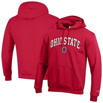 Men's Champion® Scarlet Ohio State Buckeyes Arched Logo Fleece Pullover Hoodie