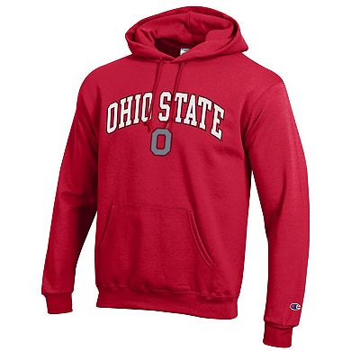 Men's Champion® Scarlet Ohio State Buckeyes Arched Logo Fleece Pullover Hoodie