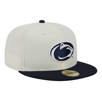 Men's New Era Cream Penn State Nittany Lions Chrome 59FIFTY Fitted Hat