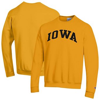 Men's Champion Gold Iowa Hawkeyes Basic Arch Fleece Pullover Sweatshirt