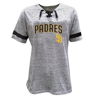 Women's Profile Heather Gray San Diego Padres Lace-Up Fleck T-Shirt