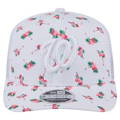 Men's New Era White Washington Nationals Flamingo Mesh Back 9SEVENTY Stretch-Snap Hat