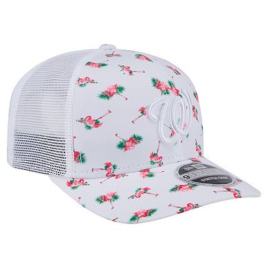 Men's New Era White Washington Nationals Flamingo Mesh Back 9SEVENTY Stretch-Snap Hat
