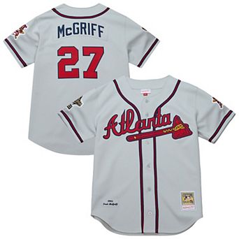 Men's�Mitchell & Ness Fred McGriff Gray Atlanta Braves 1995 Throwback Authentic Jersey