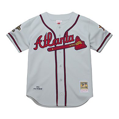 Men's Mitchell & Ness Fred McGriff Gray Atlanta Braves 1995 Throwback Authentic Jersey