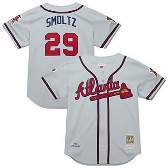 Men's�Mitchell & Ness John Smoltz Gray Atlanta Braves 1995 Throwback Authentic Jersey