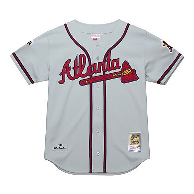 Men's Mitchell & Ness John Smoltz Gray Atlanta Braves 1995 Throwback Authentic Jersey