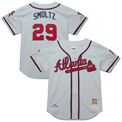 Men's Mitchell & Ness John Smoltz Gray Atlanta Braves 1995 Throwback Authentic Jersey