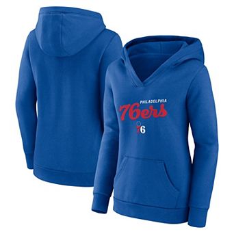 Women's Royal Philadelphia 76ers Triumphant V-Neck Pullover Hoodie