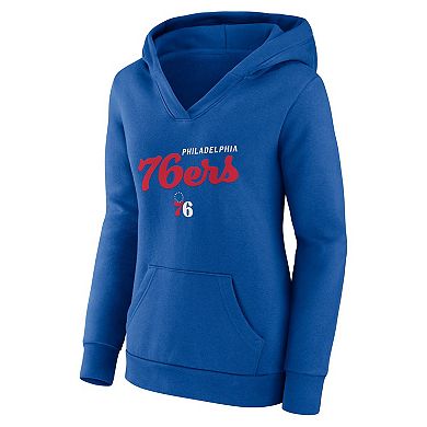 Women's Royal Philadelphia 76ers Triumphant V-Neck Pullover Hoodie